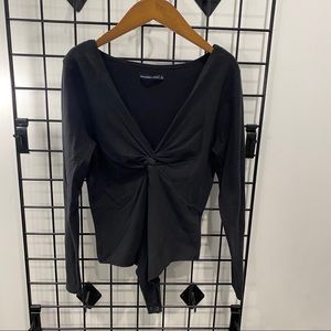 Abercrombie & Fitch Black Twist-Front Long Sleeve Top